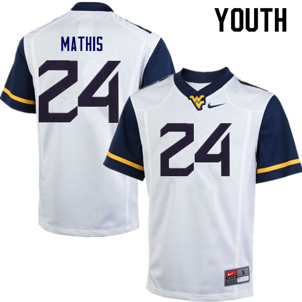 NCAA Youth Tony Mathis West Virginia Mountaineers White #24 Nike Stitched Football College Authentic Jersey MY23T77WB